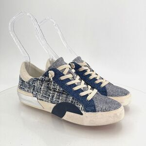 Dolce Vita Womens Zina Woven Lace Up Sneaker Size 6.5 Blue Silver Slip On